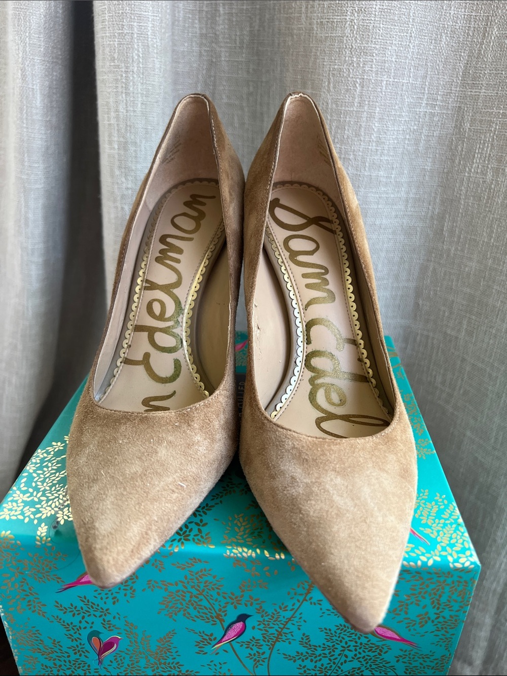 Sam Edelman in Hazel 
Suede Pointed-Toe Pumps